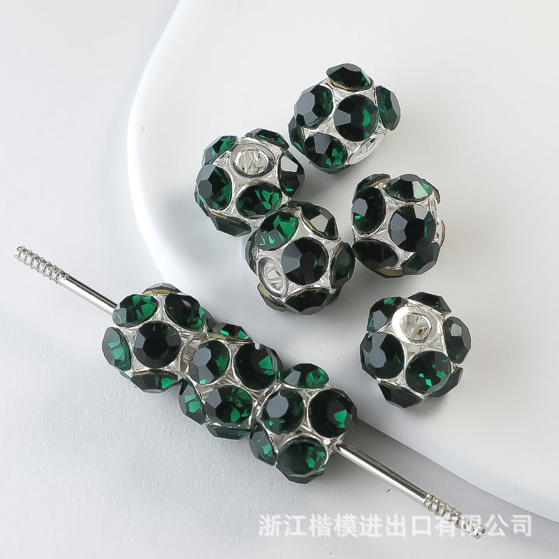 Wholesale 50PCS DIY Alloy Hollow Zircon Diamond Ball Color Rhinestone Hanging Ball